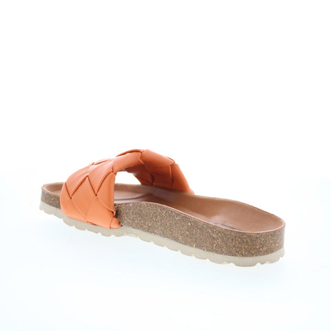 Miz Mooz Rope Womens Orange Leather Slip On Slides Sandals Shoes