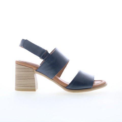 Miz Mooz Rorie Womens Blue Leather Strap Heeled Sandals Shoes