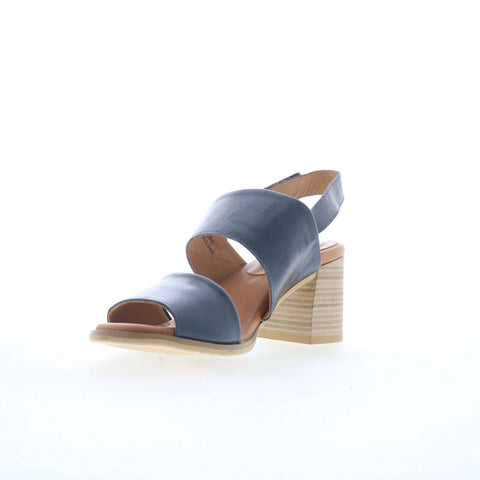 Miz Mooz Rorie Womens Blue Leather Strap Heeled Sandals Shoes