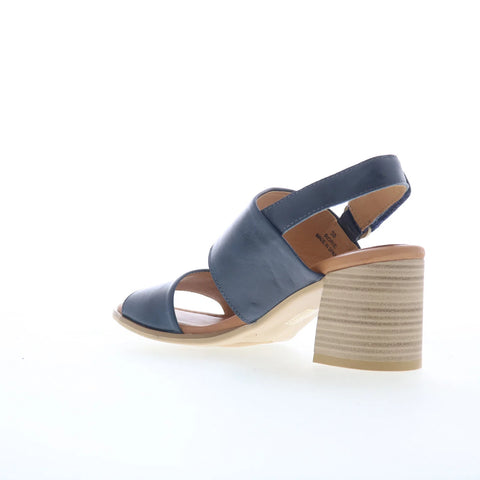 Miz Mooz Rorie Womens Blue Leather Strap Heeled Sandals Shoes