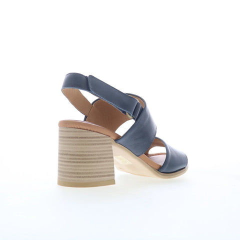 Miz Mooz Rorie Womens Blue Leather Strap Heeled Sandals Shoes