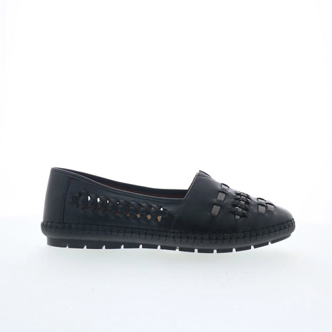 Trotters Rory T2209-023 Womens Black Leather Slip On Loafer Flats Shoes