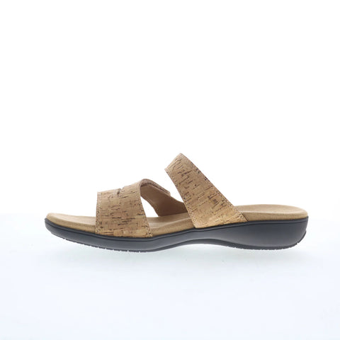 Trotters Rose T2326-248 Womens Brown Leather Slip On Slides Sandals Shoes