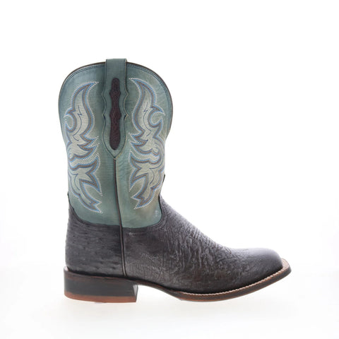 Tony Lama Rosso 11" Smooth Ostrich Square Toe Mens Black Wide Western Boots
