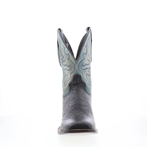 Tony Lama Rosso 11" Smooth Ostrich Square Toe Mens Black Wide Western Boots