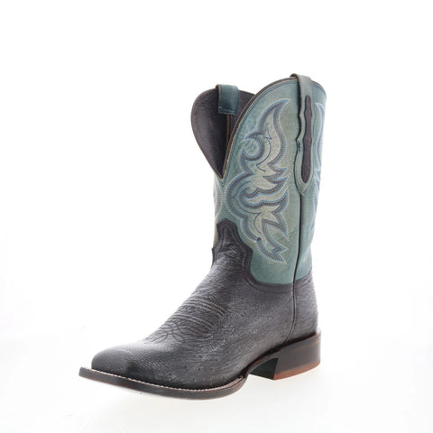 Tony Lama Rosso 11" Smooth Ostrich Square Toe Mens Black Wide Western Boots