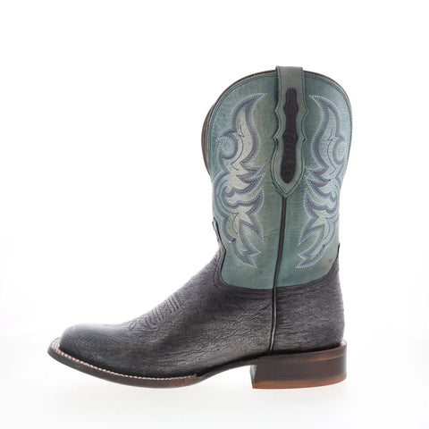 Tony Lama Rosso 11" Smooth Ostrich Square Toe Mens Black Wide Western Boots
