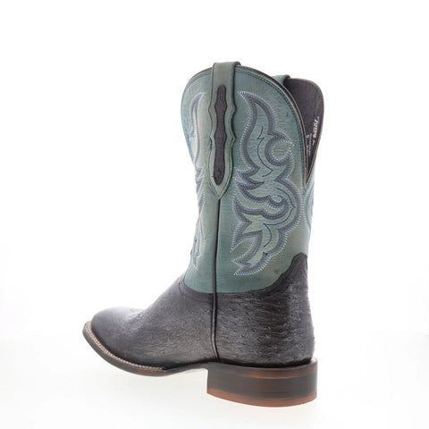 Tony Lama Rosso 11" Smooth Ostrich Square Toe Mens Black Wide Western Boots