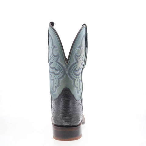 Tony Lama Rosso 11" Smooth Ostrich Square Toe Mens Black Wide Western Boots