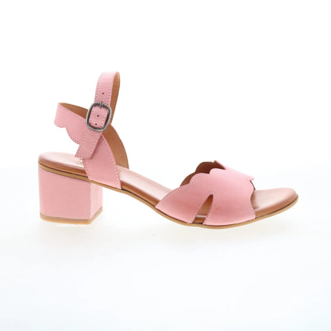 Miz Mooz Rubie Womens Pink Leather Slip On Heeled Sandals Shoes