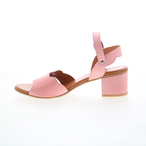 Miz Mooz Rubie Womens Pink Leather Slip On Heeled Sandals Shoes