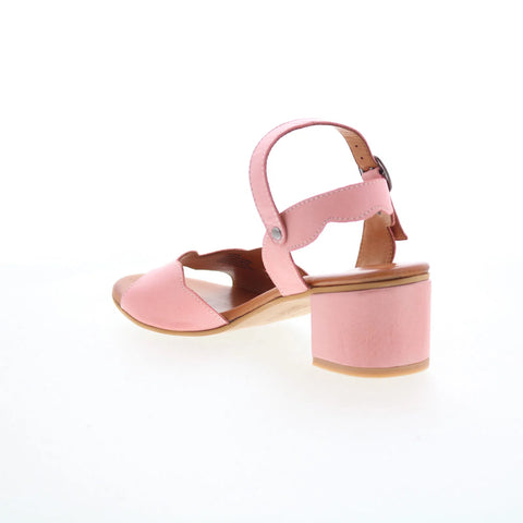 Miz Mooz Rubie Womens Pink Leather Slip On Heeled Sandals Shoes