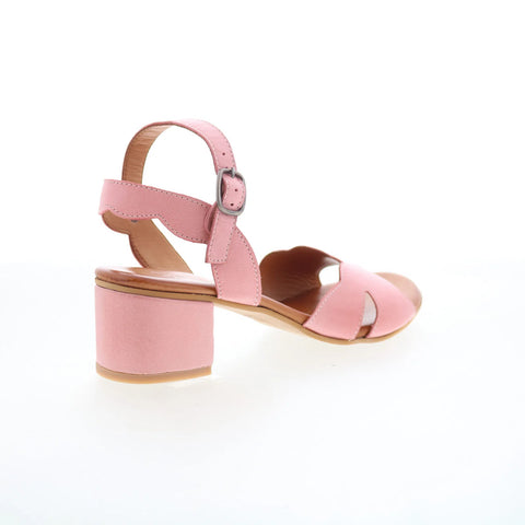Miz Mooz Rubie Womens Pink Leather Slip On Heeled Sandals Shoes