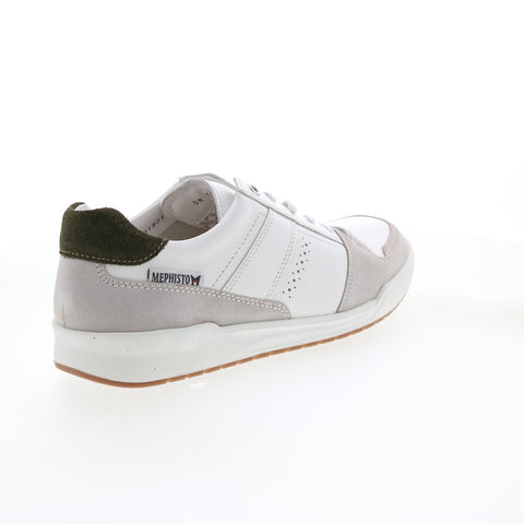 Mephisto Russel Mens White Leather Lace Up Lifestyle Sneakers Shoes