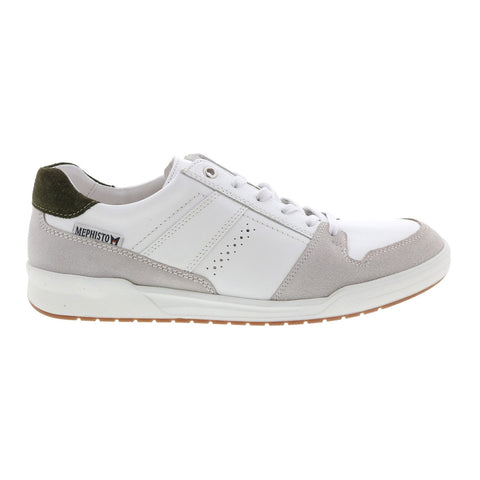 Mephisto Russel Mens White Leather Lace Up Lifestyle Sneakers Shoes