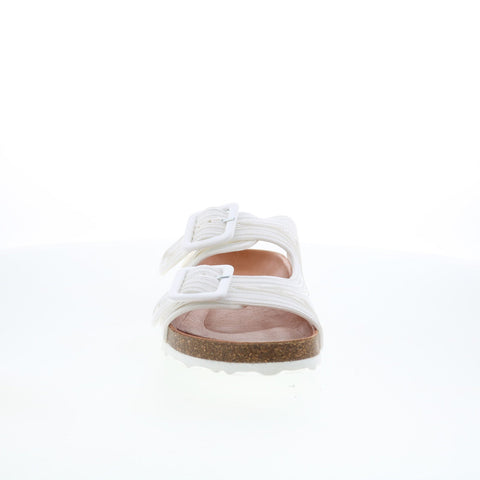 Miz Mooz Ruth Womens White Synthetic Slip On Slides Sandals Shoes