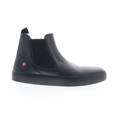 Softinos Ryke RYKE611SOF-002 Mens Black Leather Slip On Chelsea Boots