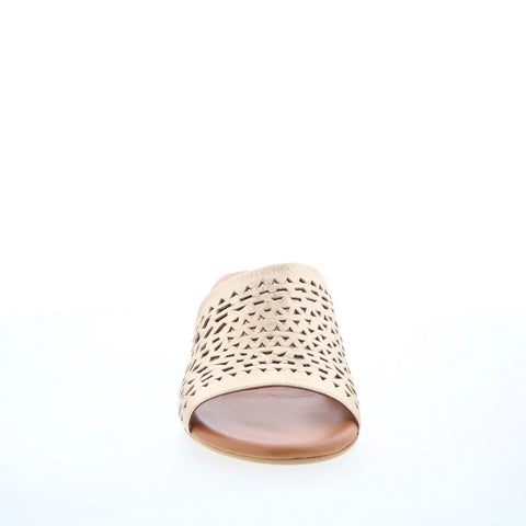 Miz Mooz Rylan Womens Gold Leather Slip On Heeled Sandals Shoes