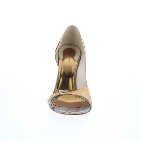 Rodolfo Zengarini RZ1 Womens Gold Leather Hook & Loop Pumps Heels Shoes