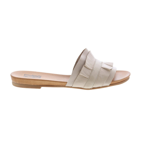 Miz Mooz Alena Womens Beige Leather Slip On Slides Sandals Shoes