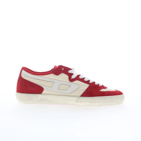 Diesel S-Leroji D-1 Low Mens Red Suede Lace Up Lifestyle Sneakers Shoes
