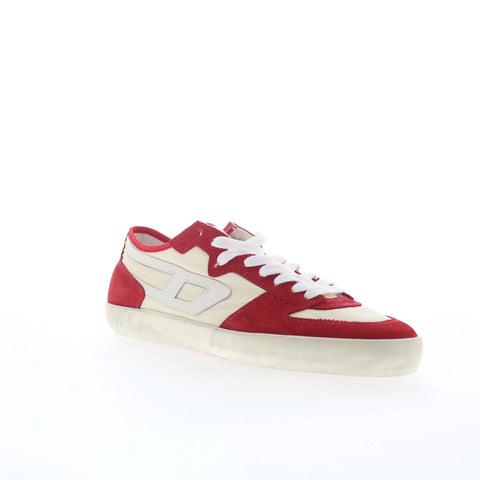 Diesel S-Leroji D-1 Low Mens Red Suede Lace Up Lifestyle Sneakers Shoes