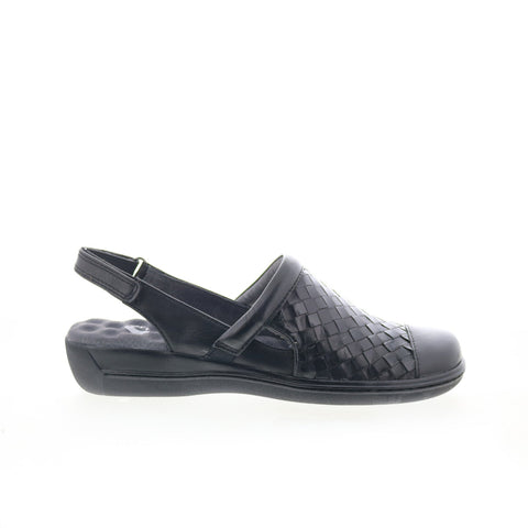 Softwalk Salina Woven S1365-001 Womens Black Narrow Clog Flats Shoes
