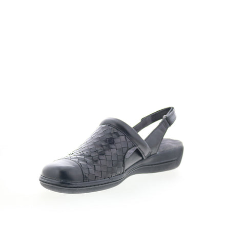 Softwalk Salina Woven S1365-001 Womens Black Narrow Clog Flats Shoes