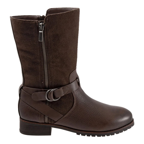 Softwalk Marlowe S1857-046 Womens Brown Wide Leather Casual Dress Boots