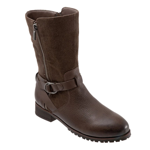 Softwalk Marlowe S1857-046 Womens Brown Wide Leather Casual Dress Boots