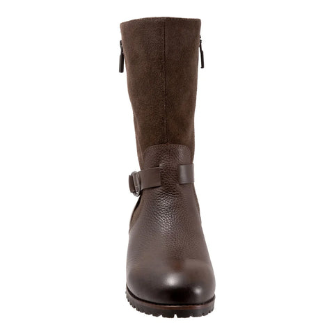 Softwalk Marlowe S1857-046 Womens Brown Wide Leather Casual Dress Boots