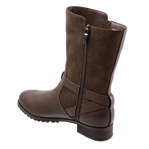Softwalk Marlowe S1857-046 Womens Brown Wide Leather Casual Dress Boots