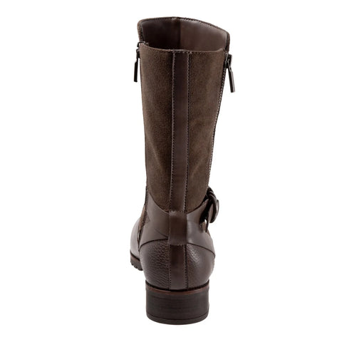 Softwalk Marlowe S1857-046 Womens Brown Wide Leather Casual Dress Boots