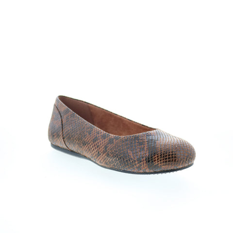 Softwalk Sonoma S1862-252 Womens Brown Leather Slip On Ballet Flats Shoes