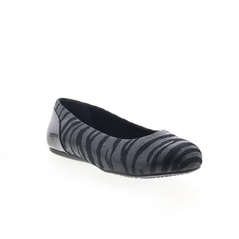 Softwalk Sonoma S1862-941 Womens Black Wide Leather Ballet Flats Shoes