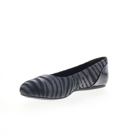 Softwalk Sonoma S1862-941 Womens Black Wide Leather Ballet Flats Shoes