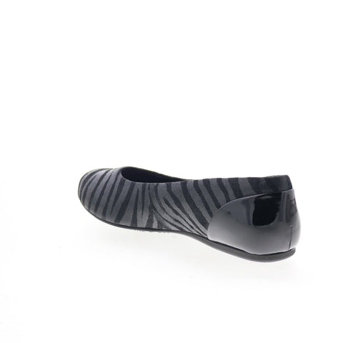 Softwalk Sonoma S1862-941 Womens Black Narrow Leather Ballet Flats Shoes
