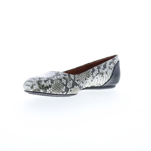 Softwalk Sonoma S1862-028 Womens Gray Wide Leather Ballet Flats Shoes