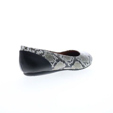 Softwalk Sonoma S1862-028 Womens Gray Leather Slip On Ballet Flats Shoes