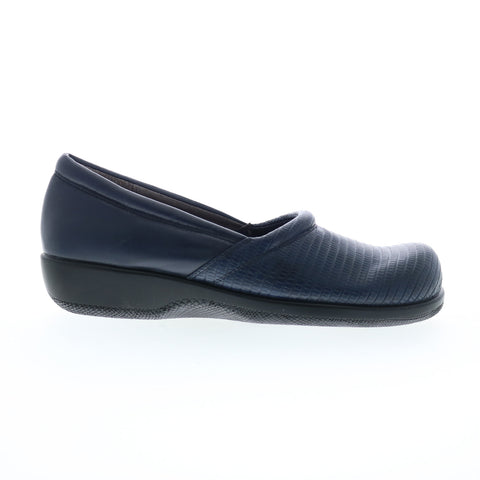 Softwalk Adora S1912-404 Womens Blue Wide Leather Loafer Flats Shoes