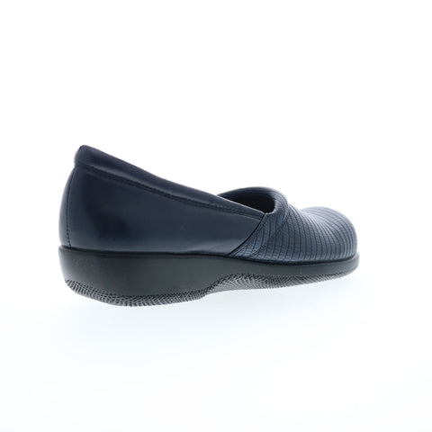 Softwalk Adora S1912-404 Womens Blue Wide Leather Loafer Flats Shoes