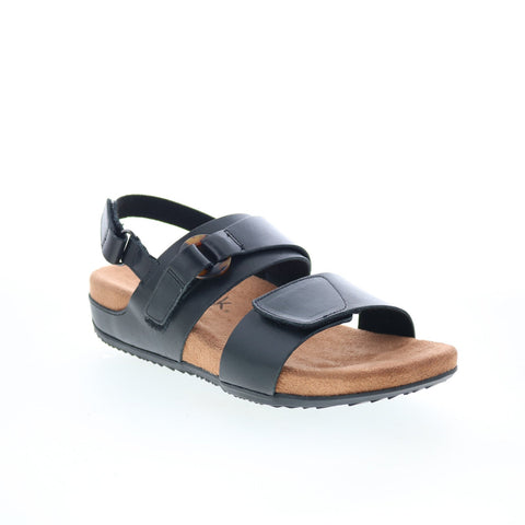 Softwalk Benissa S2001-001 Womens Black Wide Leather Strap Sandals Shoes