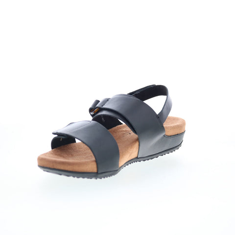 Softwalk Benissa S2001-001 Womens Black Wide Leather Strap Sandals Shoes