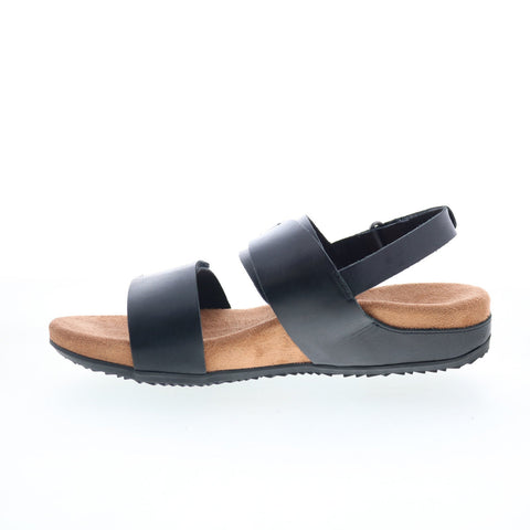 Softwalk Benissa S2001-001 Womens Black Wide Leather Strap Sandals Shoes
