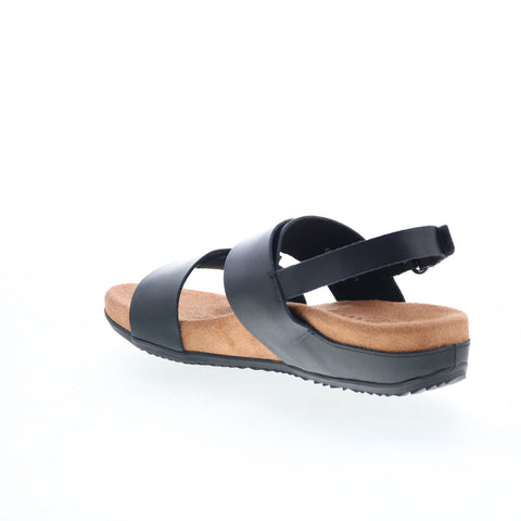 Softwalk Benissa S2001-001 Womens Black Wide Leather Strap Sandals Shoes