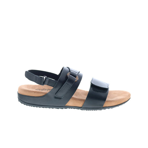 Softwalk Benissa S2001-001 Womens Black Leather Strap Sandals Shoes