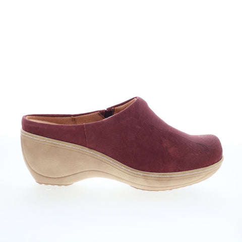 SoftWalk Madison S2056-247 Womens Burgundy Leather Slip On Clog Flats Shoes
