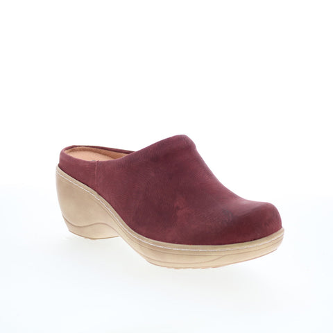 SoftWalk Madison S2056-247 Womens Burgundy Leather Slip On Clog Flats Shoes