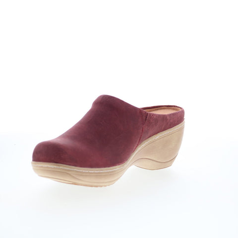 SoftWalk Madison S2056-247 Womens Burgundy Leather Slip On Clog Flats Shoes