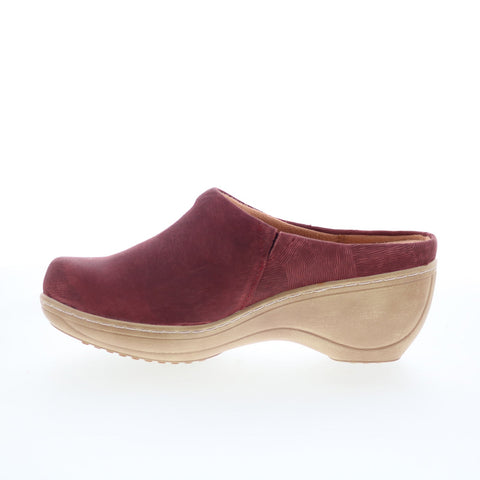 SoftWalk Madison S2056-247 Womens Burgundy Leather Slip On Clog Flats Shoes